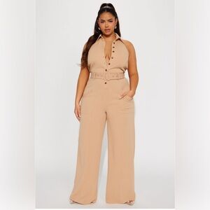 All Business Jumpsuit - Taupe Size: XL